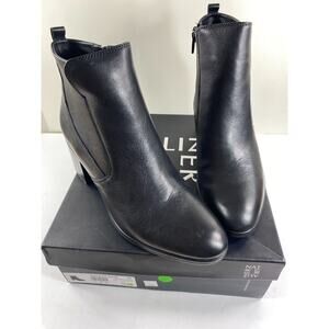 Naturalizer Laura Black Leather Block Heel Bootie Size 10M NWB